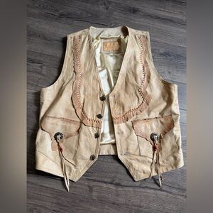 Kobler Raw Edge Leather Vest Natural XXL